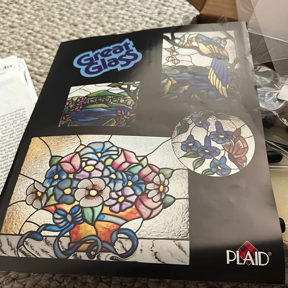 Plaid “Stained Glass” kit complete with black Liquid Lead and clear liquid glass